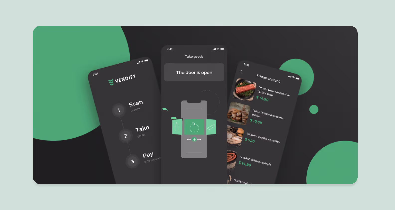 a screen of Vendify, the IoT app for smart fridges designed and developed by Purrweb
