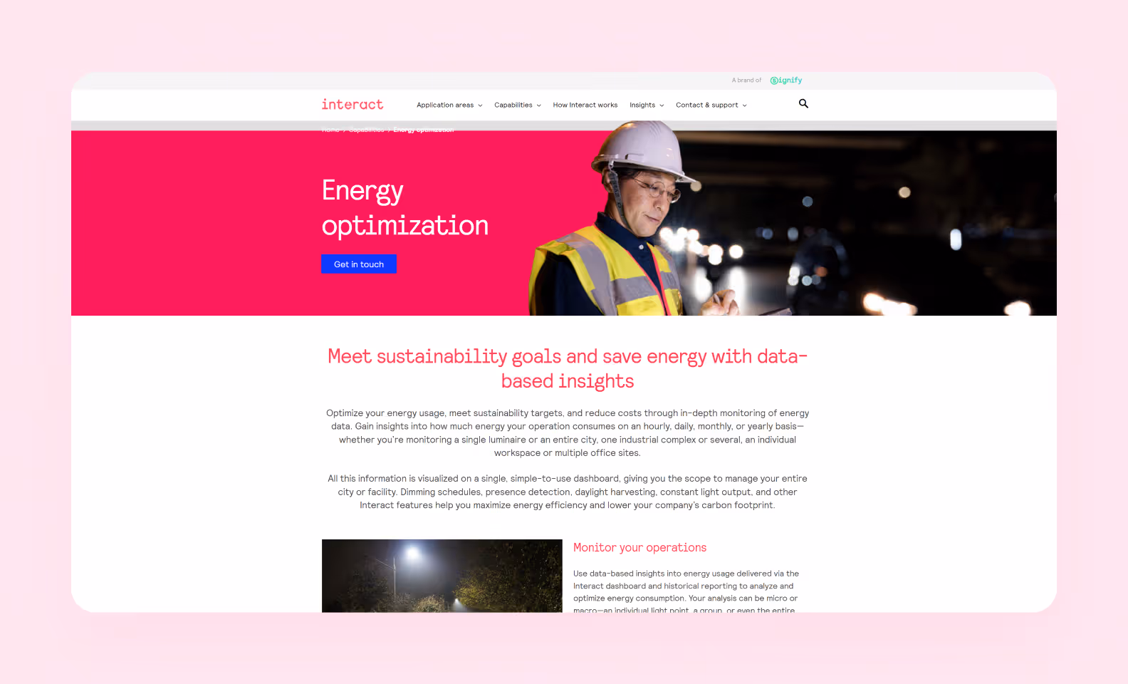 the Interact landing page screen