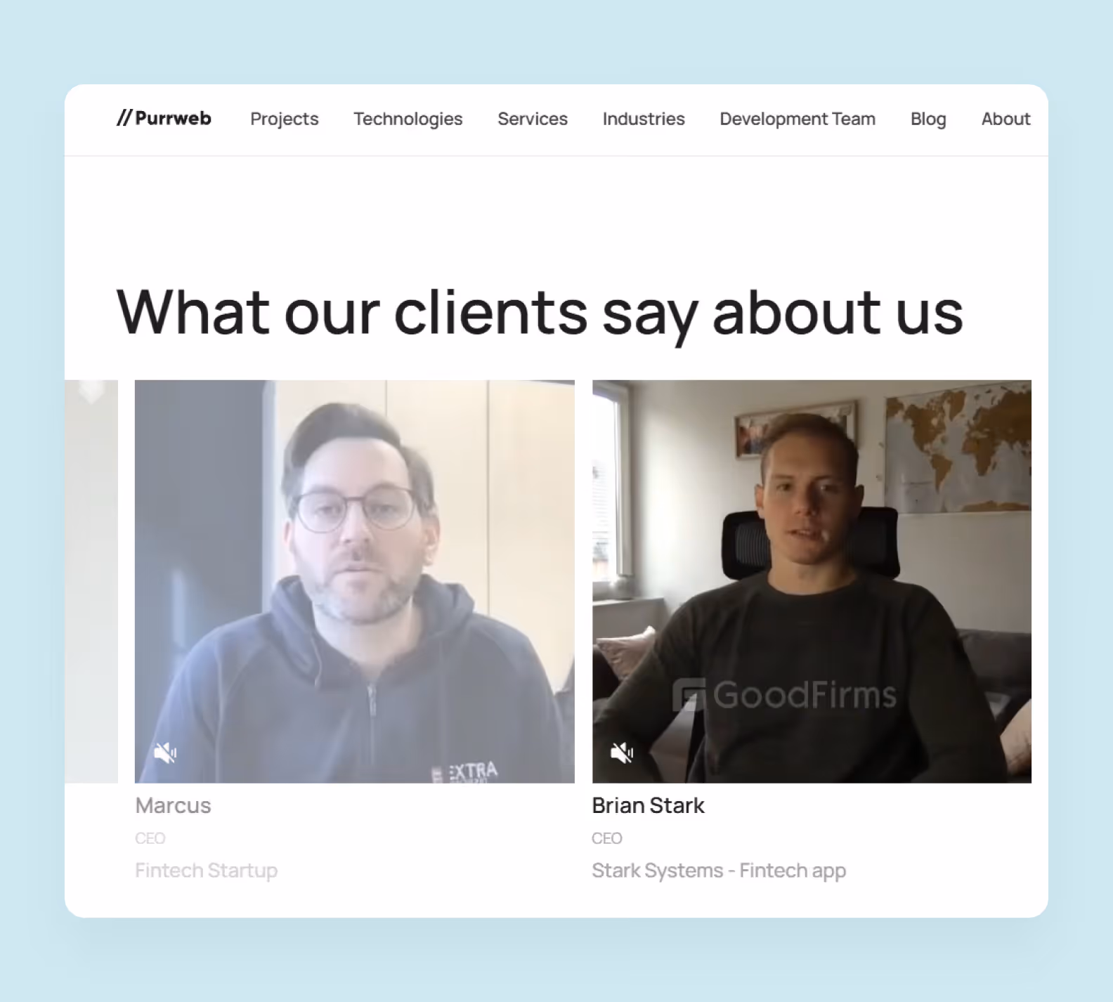 Client reviews on developers’ website
