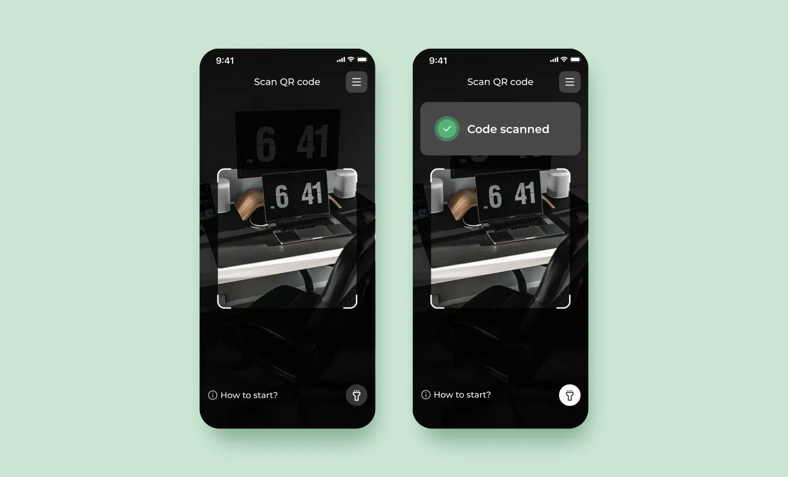 The previous version of the QR code screen and the current one 