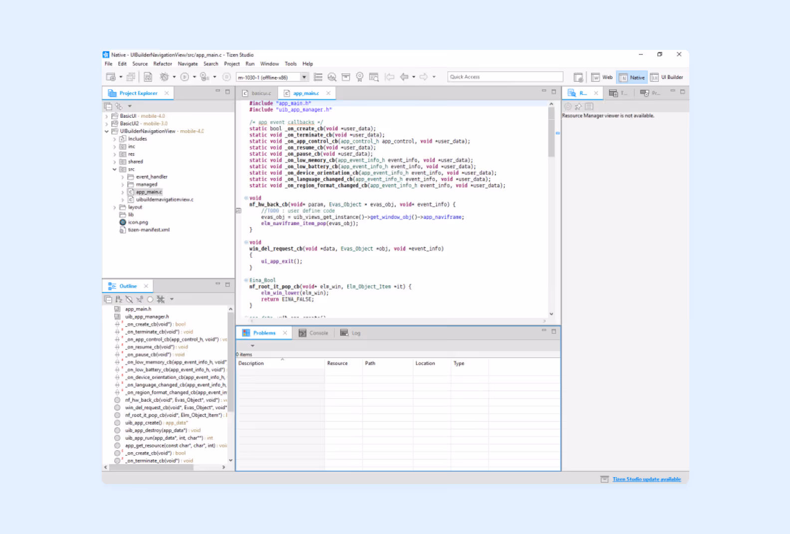 Tizen Studio development environment