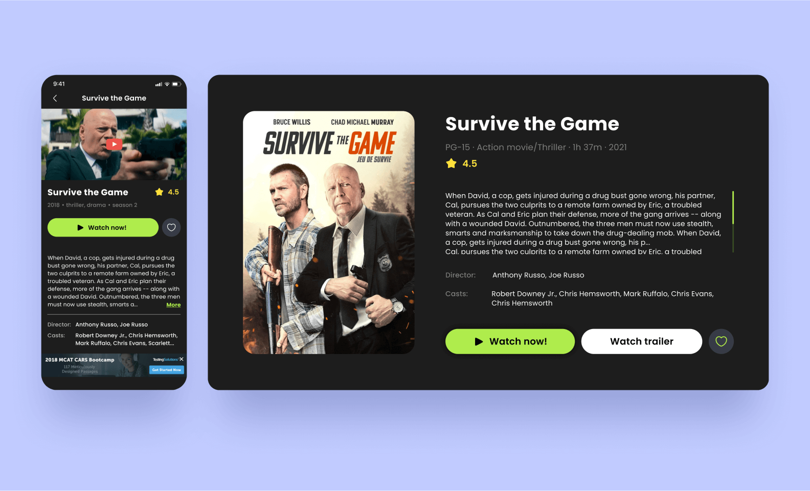 Screenshots of a custom IPTV app