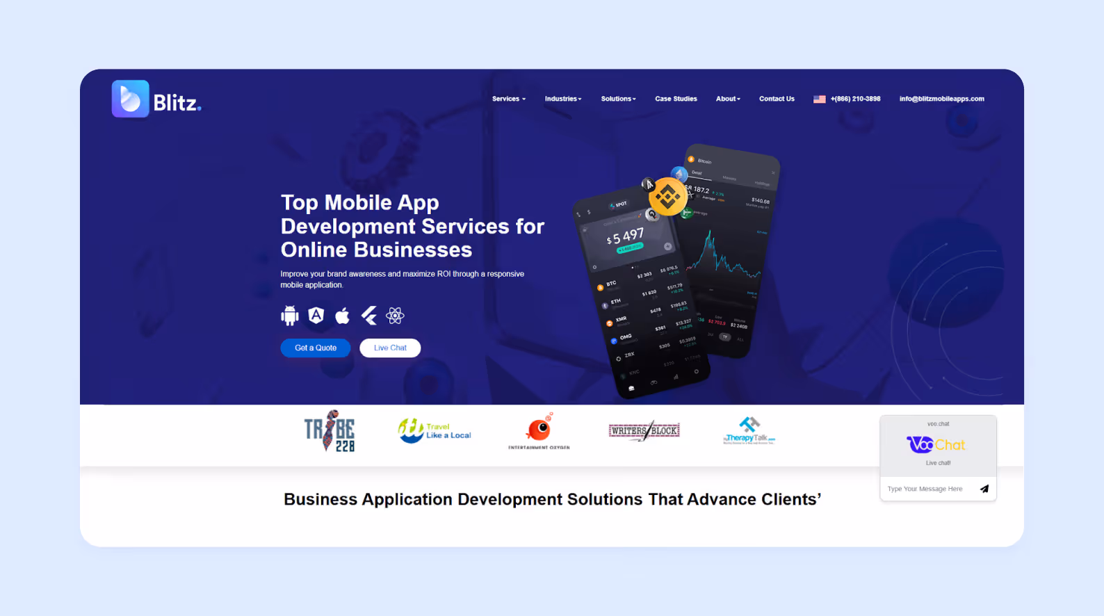 Blitz Mobile Apps main page