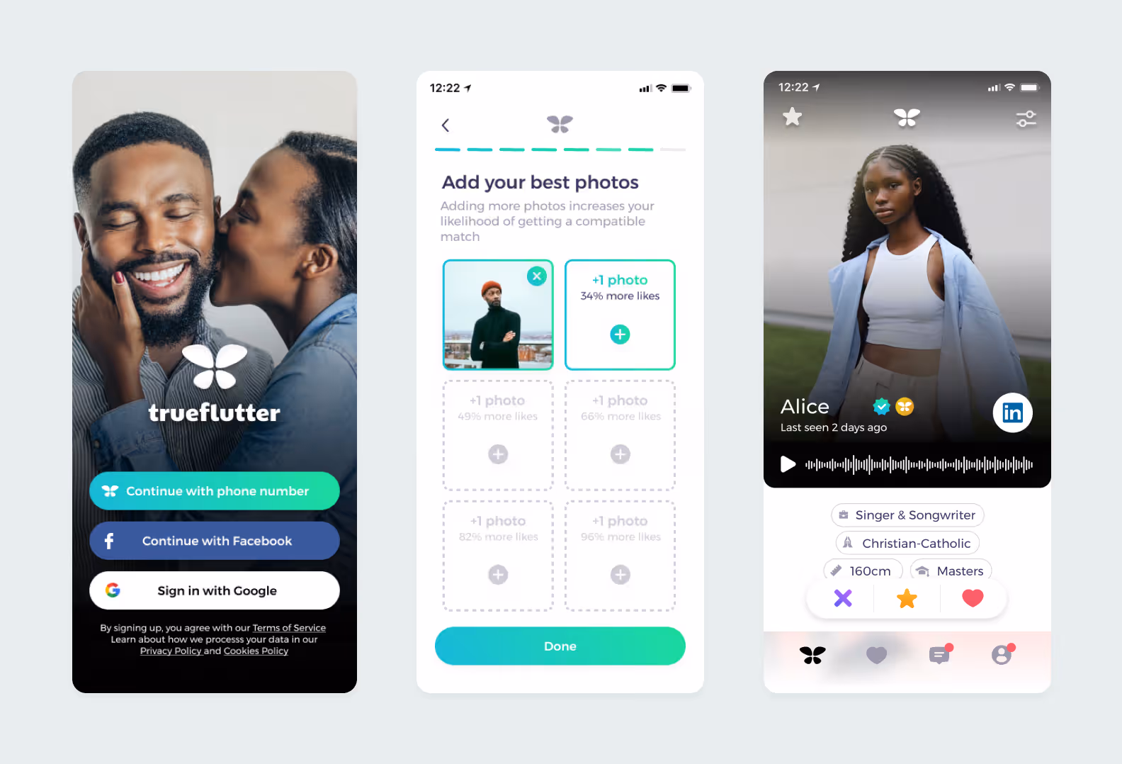 Trueflutter app before the redesign
