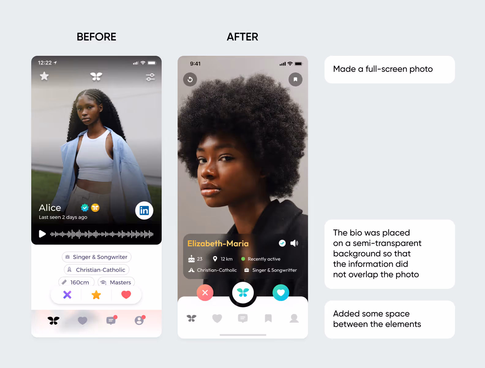 Homepage: before and after