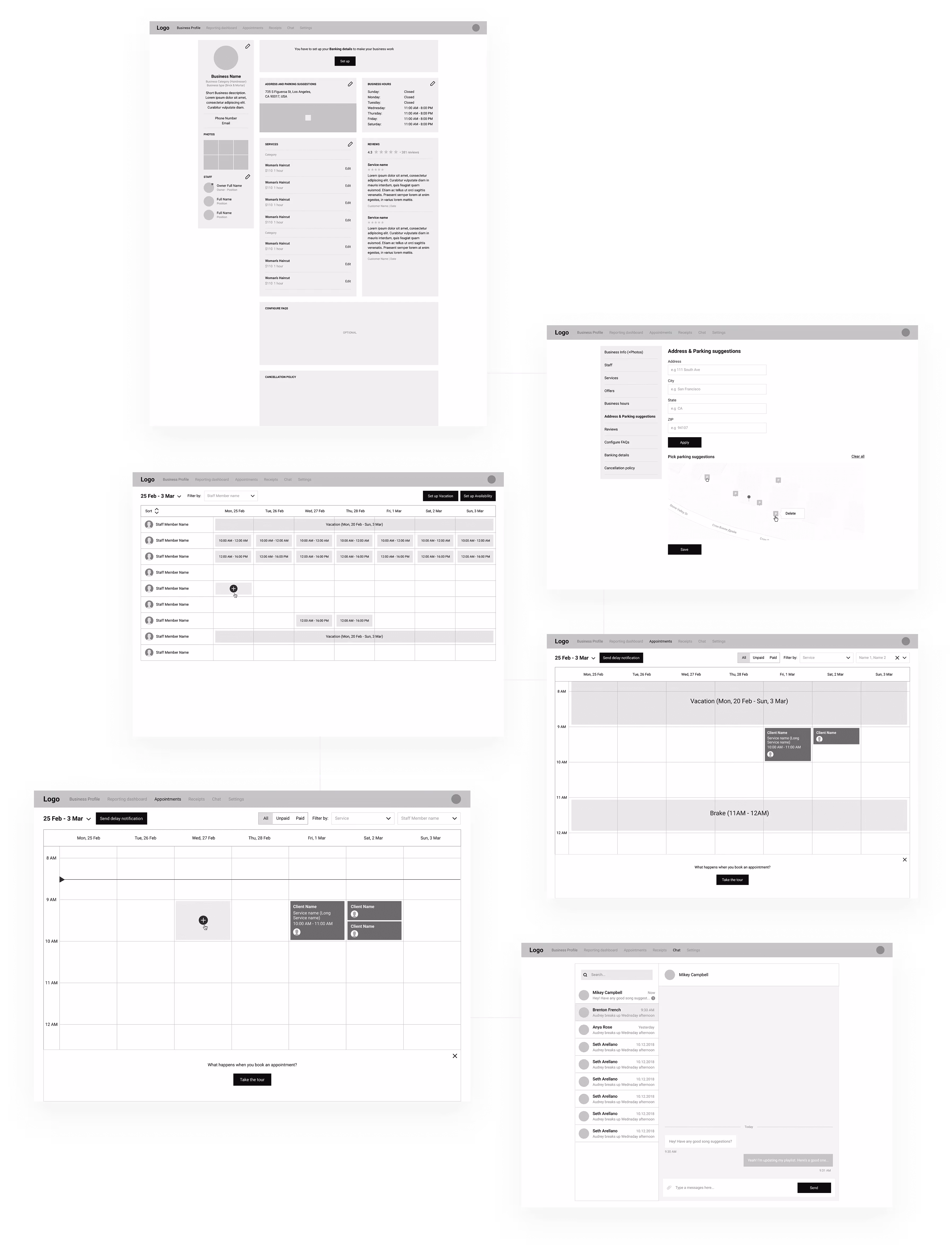 UI design layout for project management application
