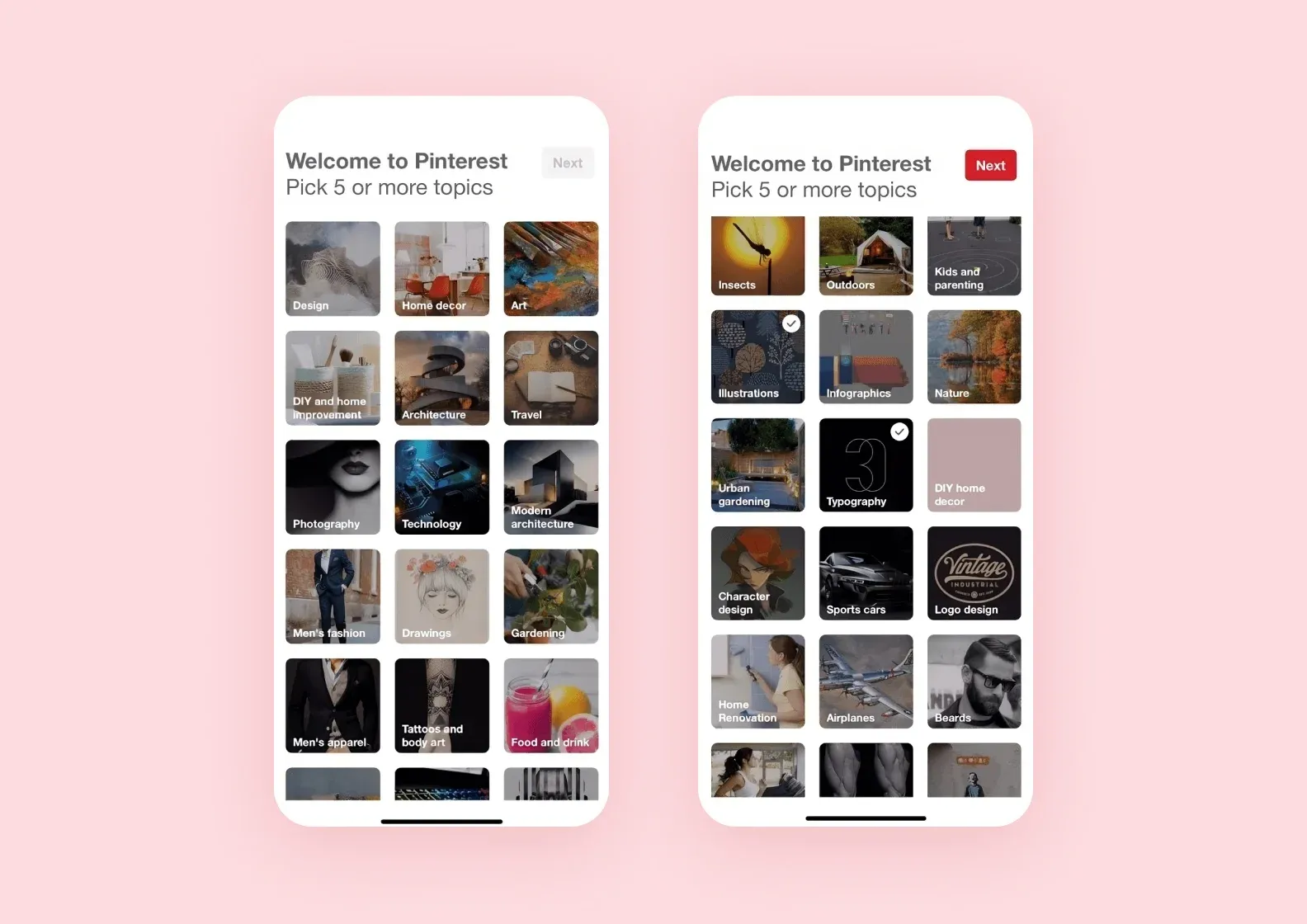 Pinterest app made with React Native