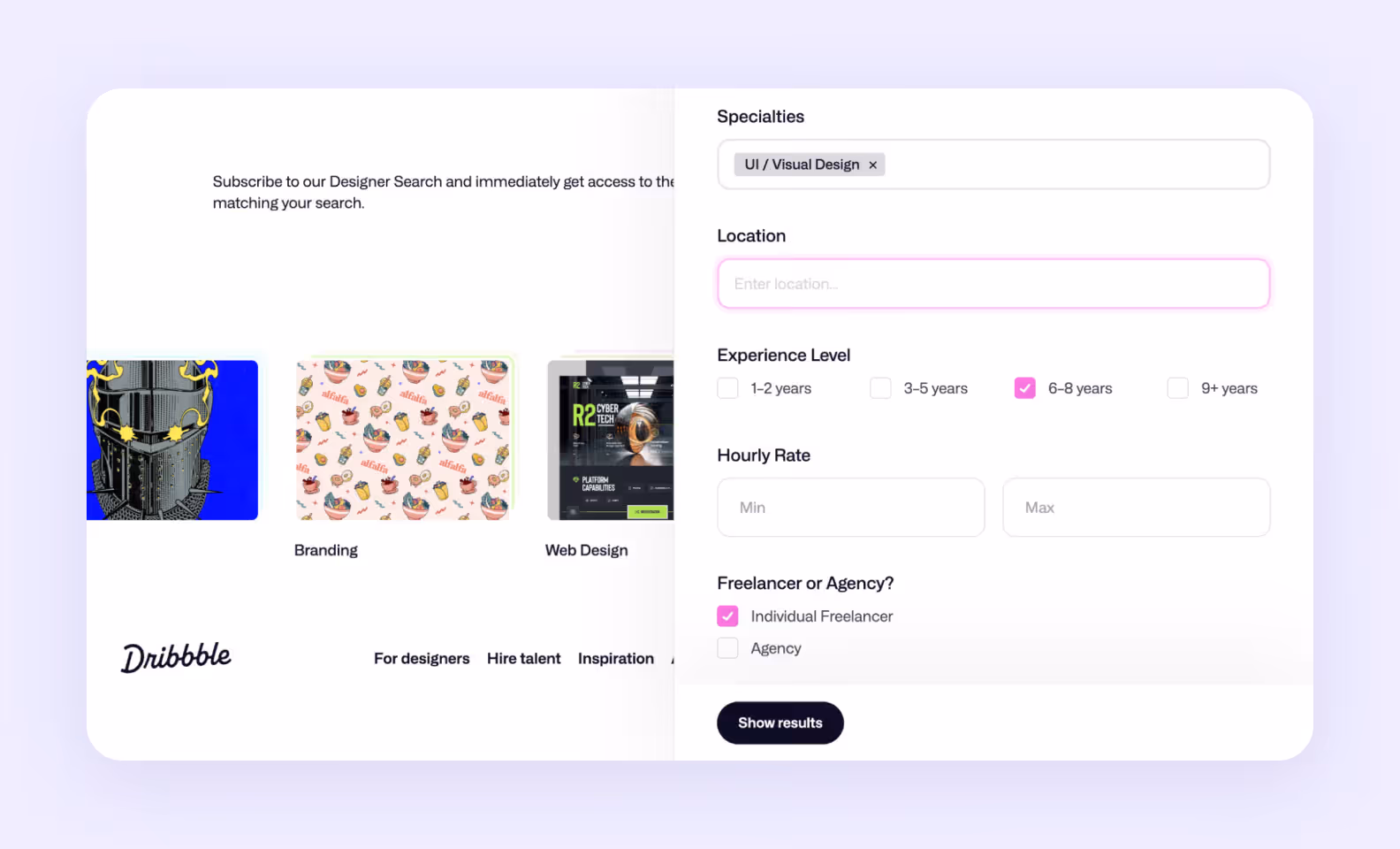Dribbble screenshot