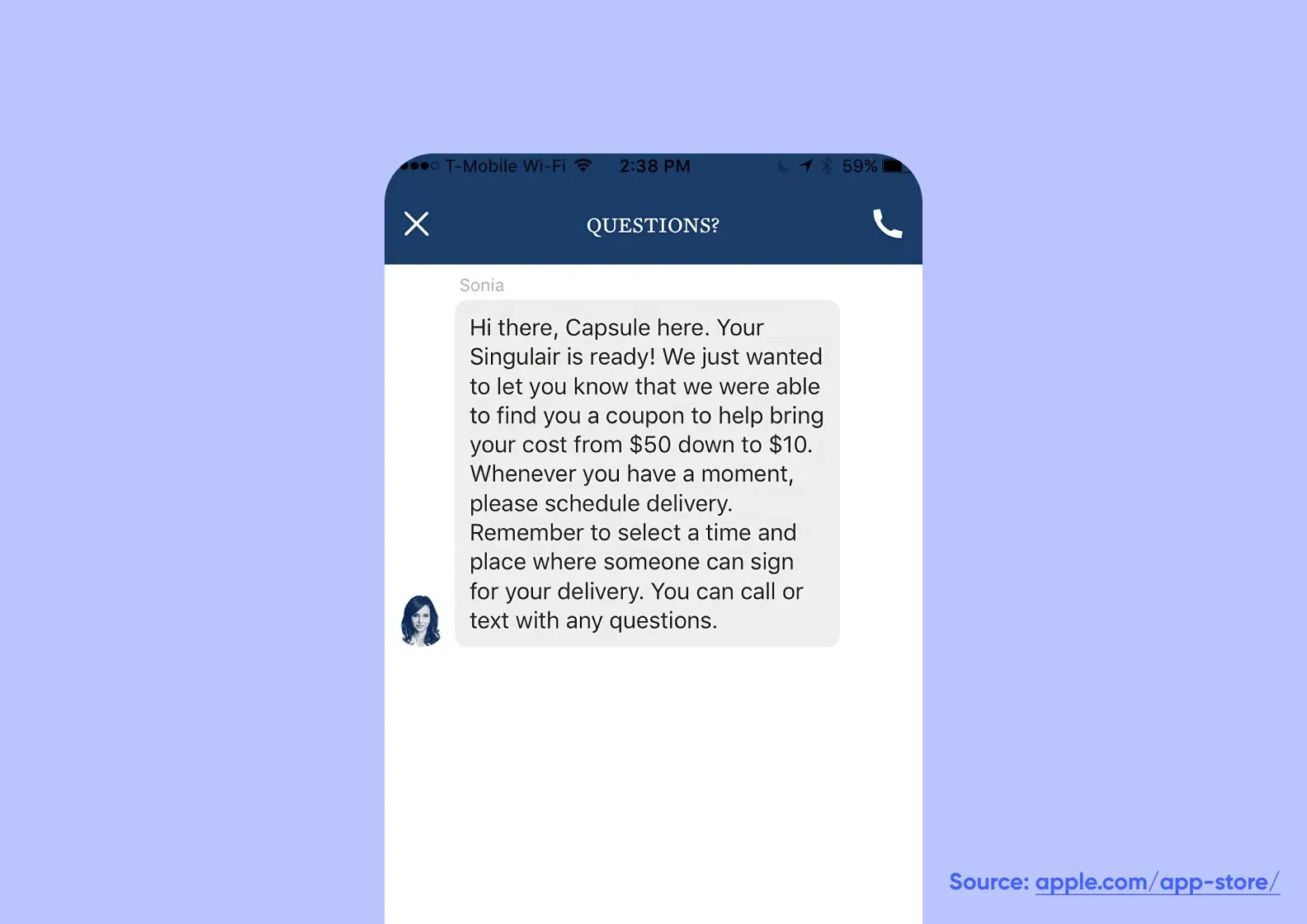Communication with a pharmacist in the Capsule pharmacy app