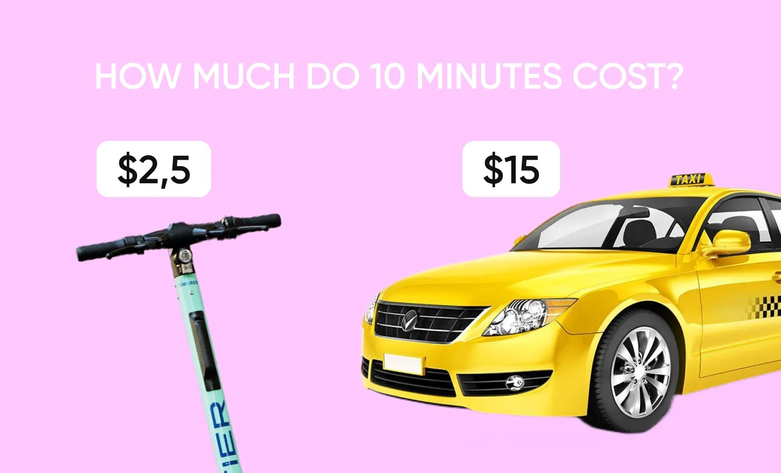 The cost of a 10-minute ride: scooters vs taxi