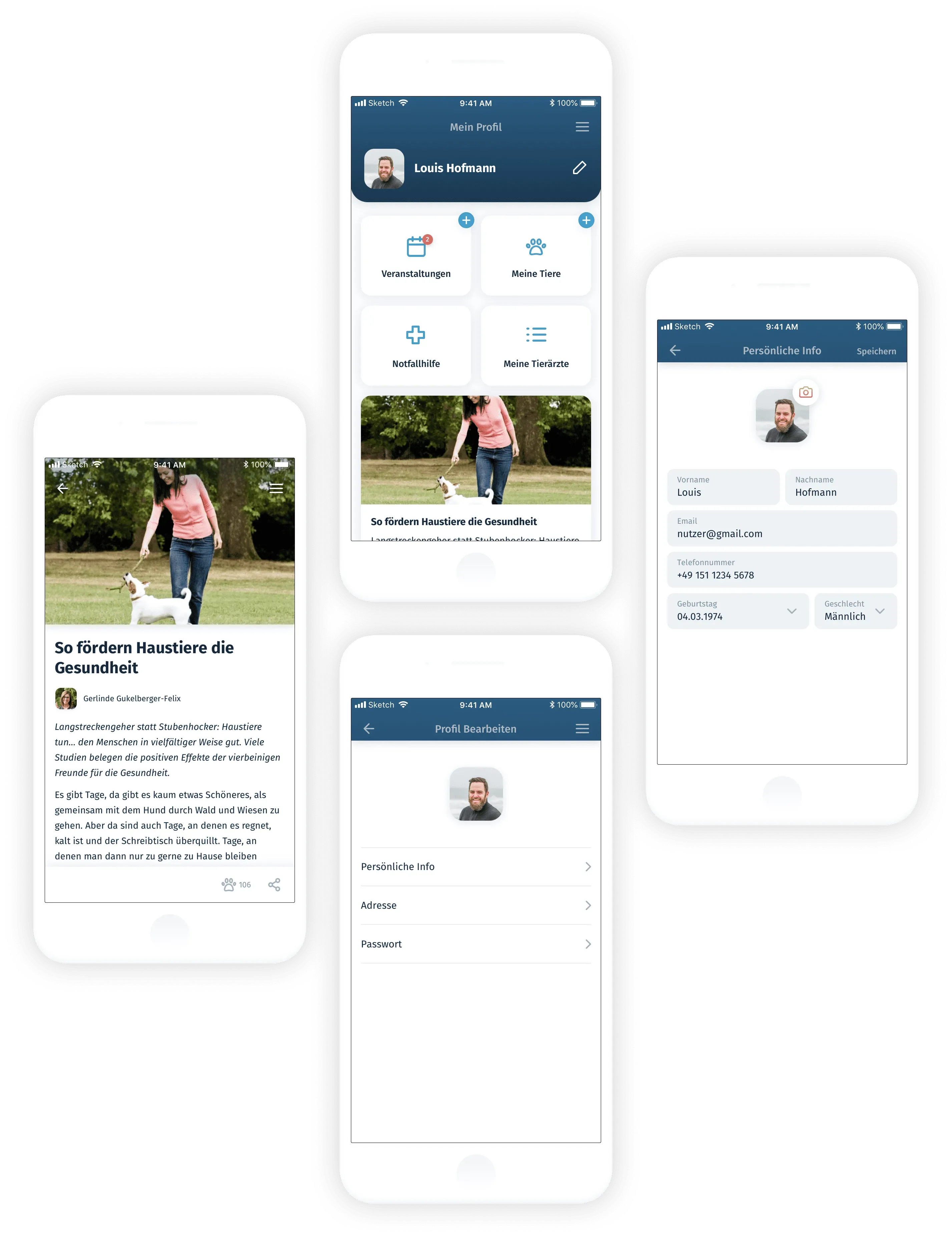 screenshots of the app