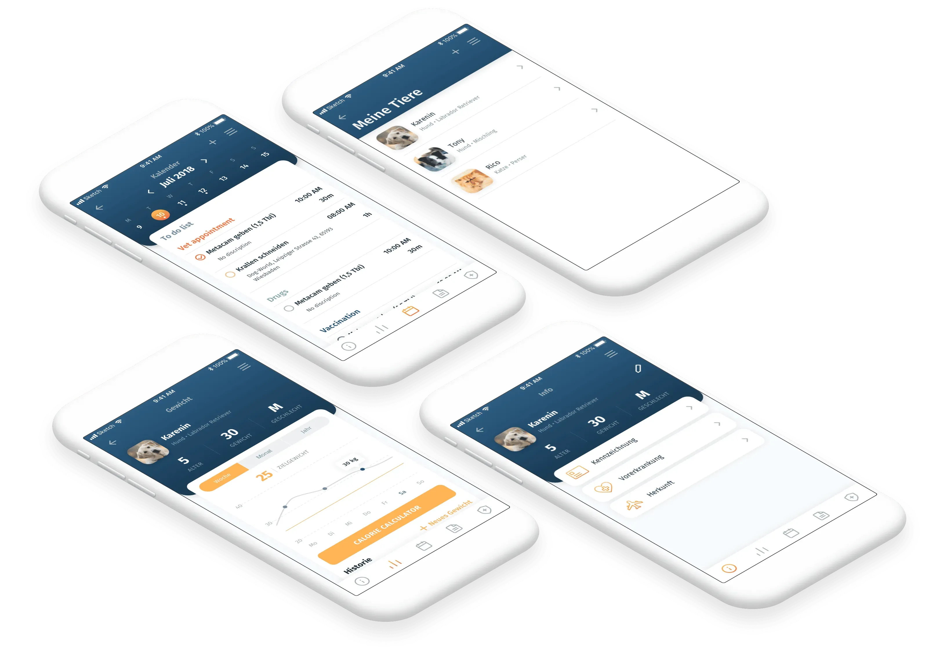 screenshots of the app
