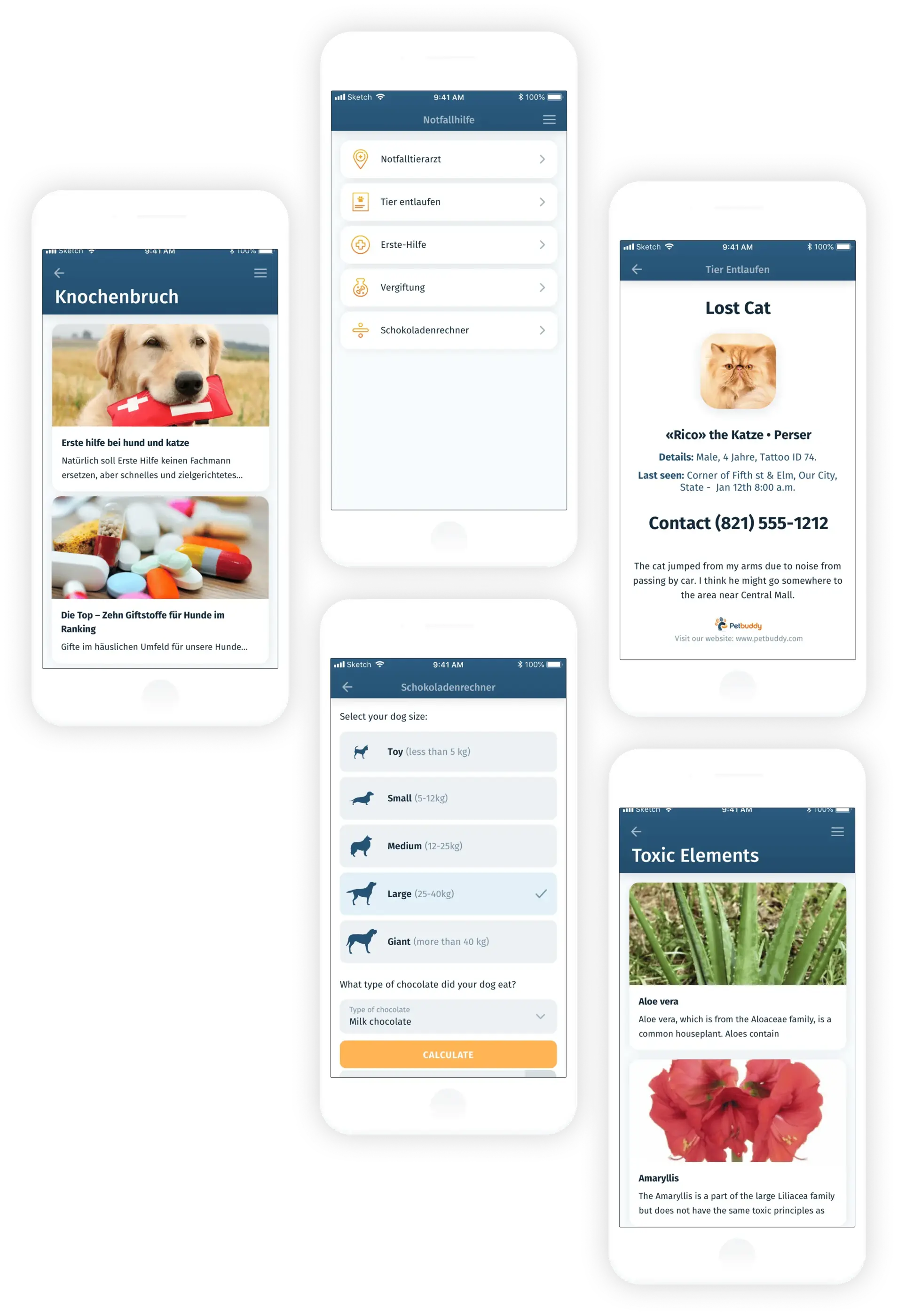 screenshots of the app