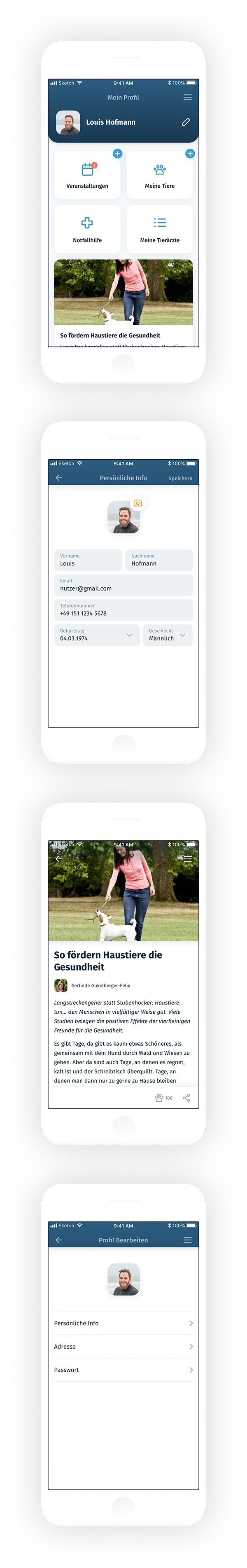 screenshots of the app
