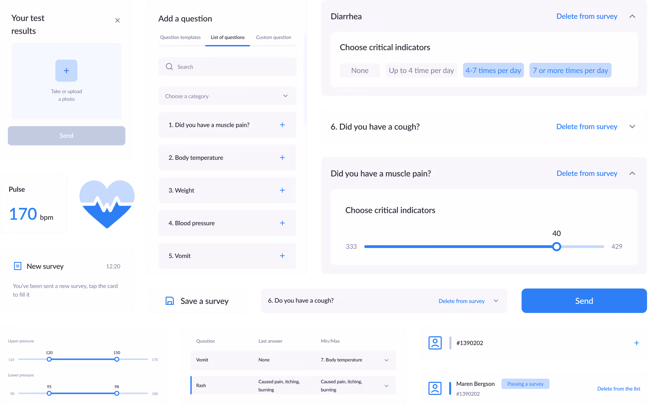 Health survey interface design elements