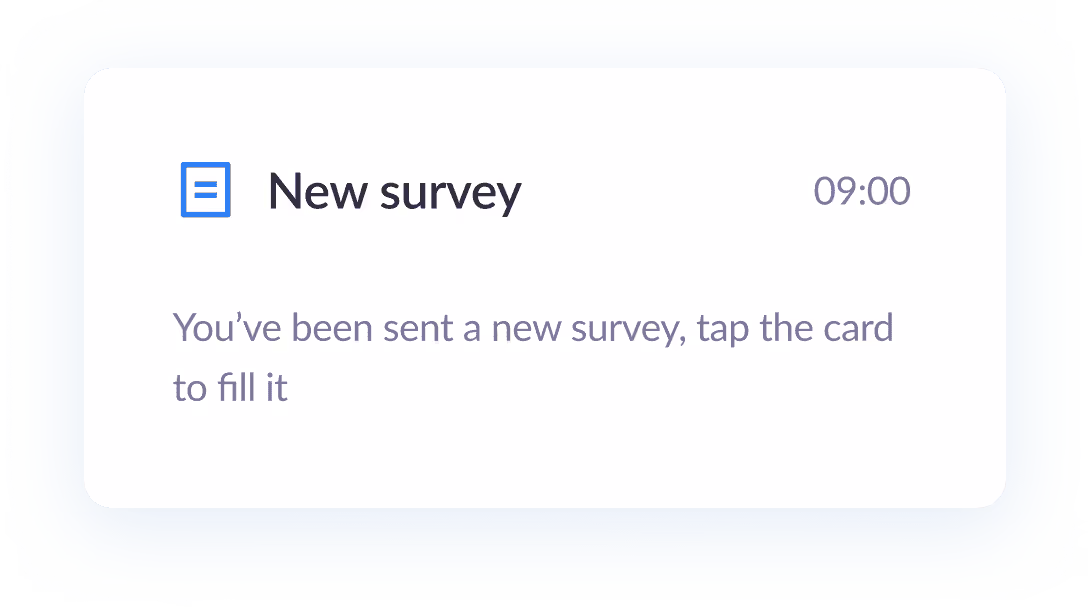 New survey notification card