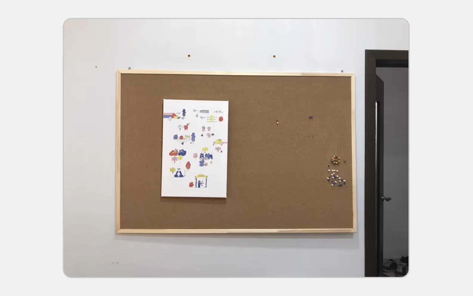 The (almost) blank corkboard in our office