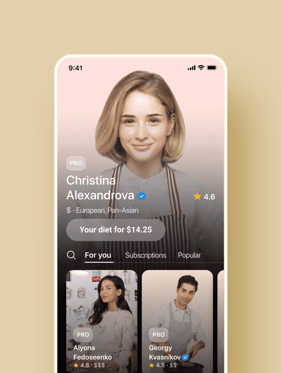 Mobile app user profile screen
