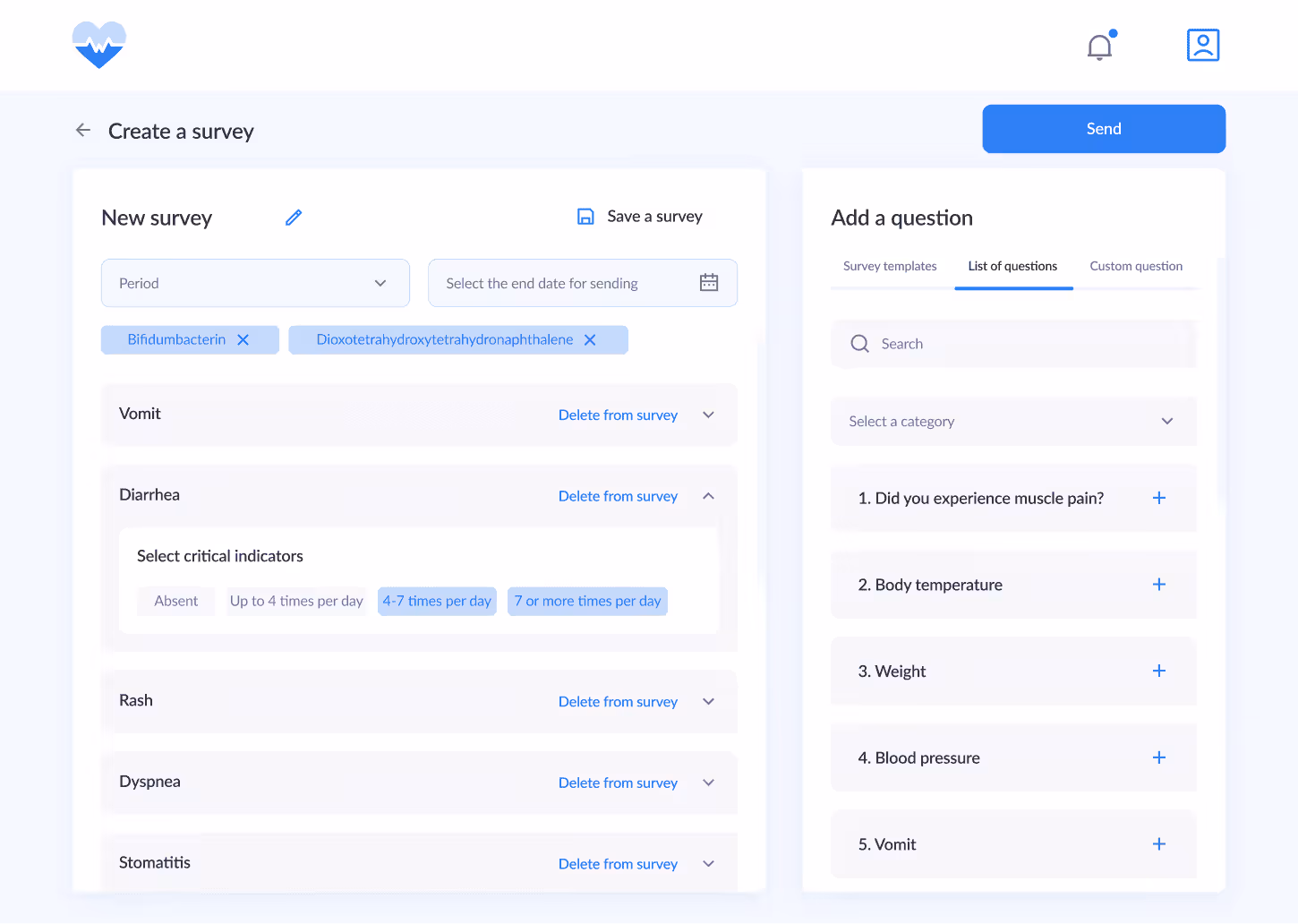 Create a survey user interface screenshot