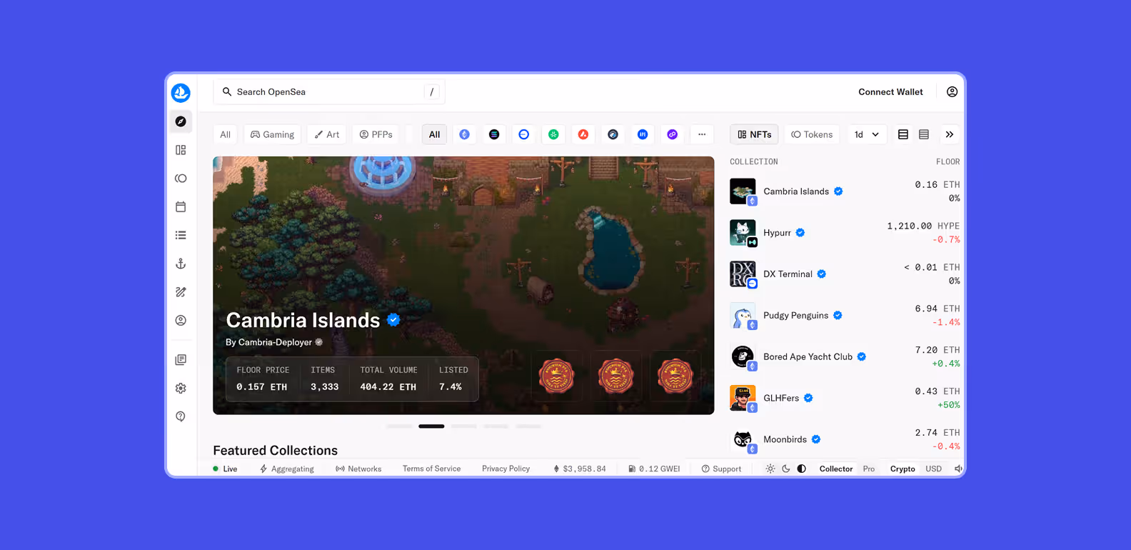 OpenSea main page