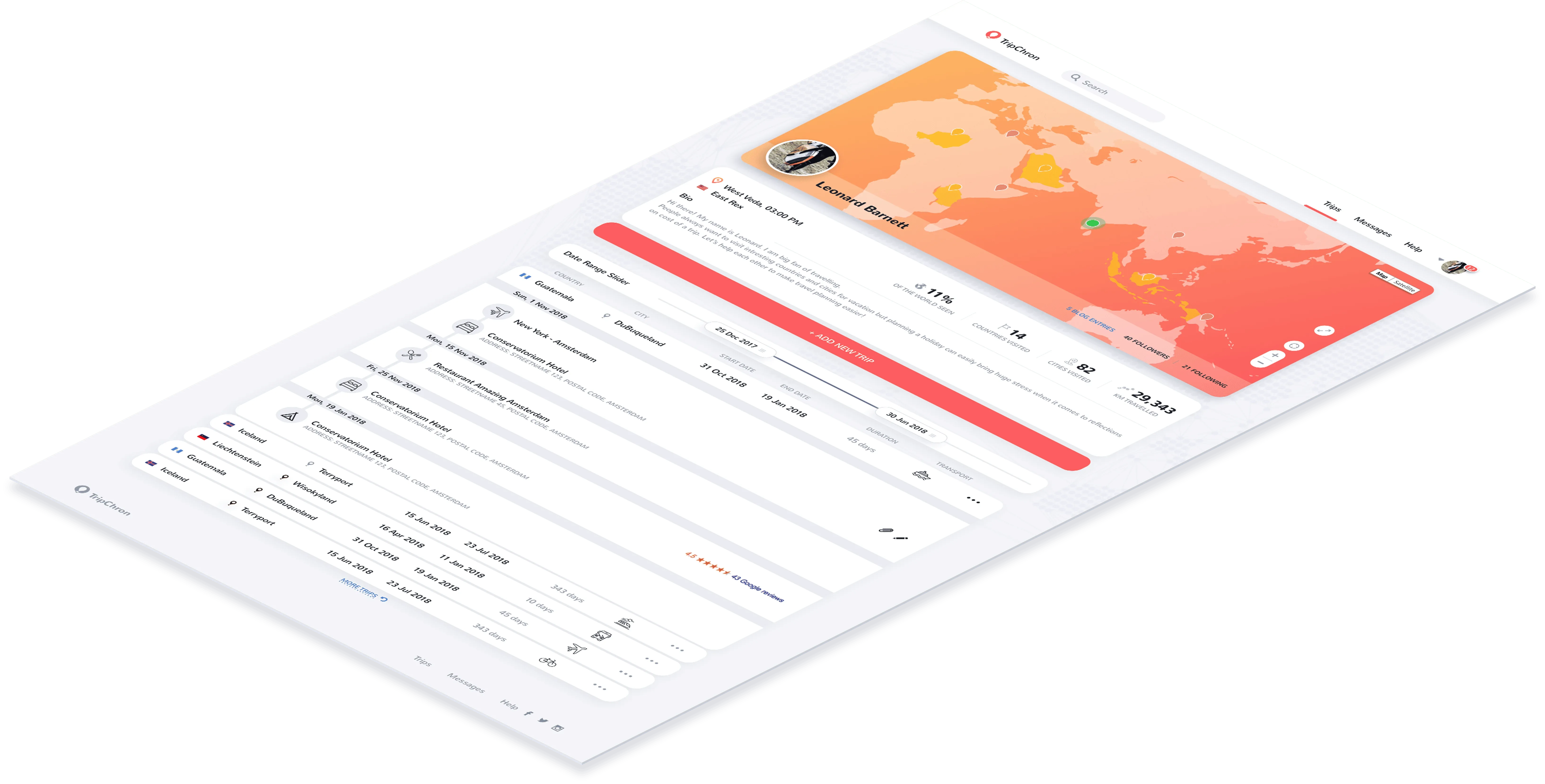 Dashboard interface with world map and statistics