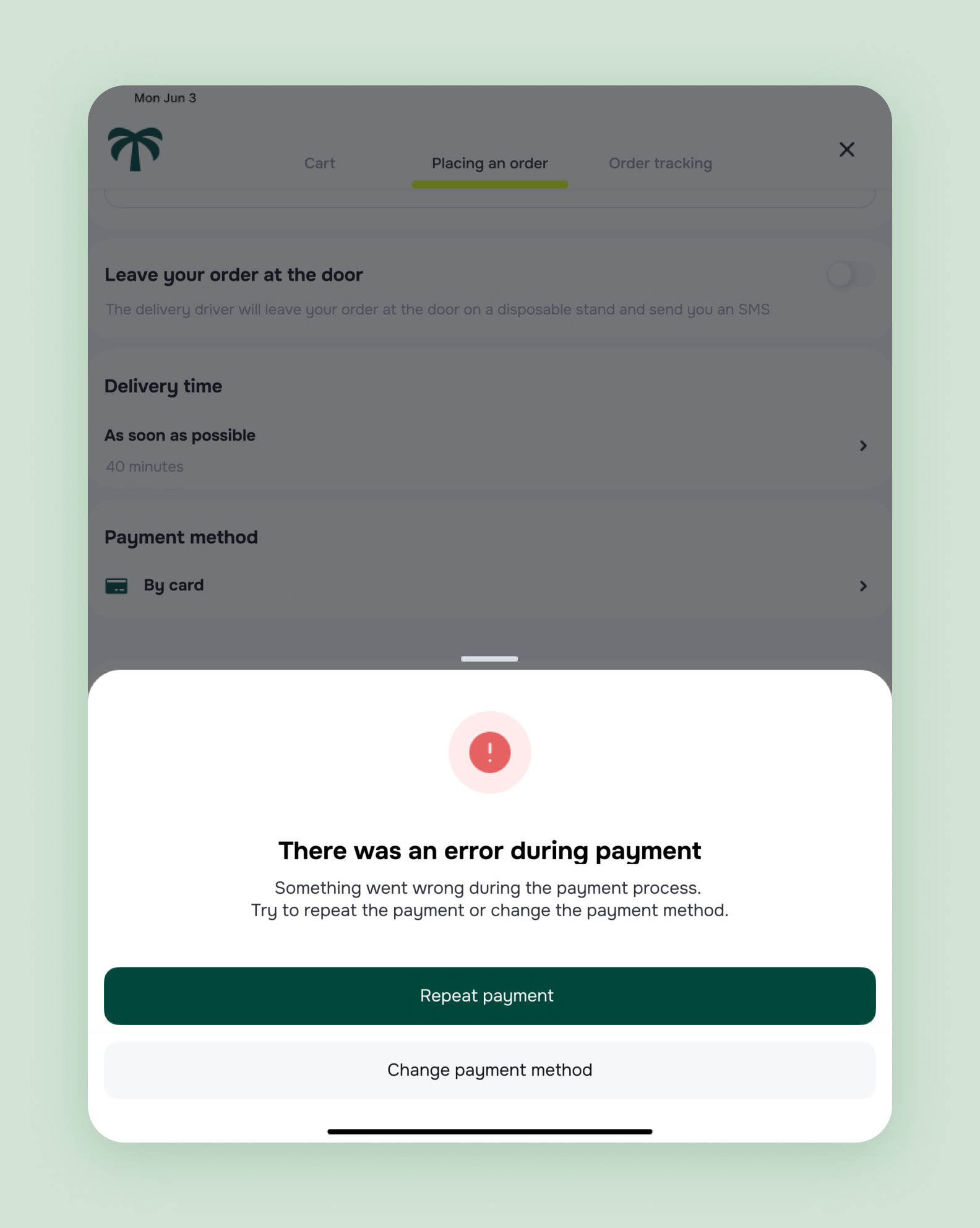 Payment error: notify the user