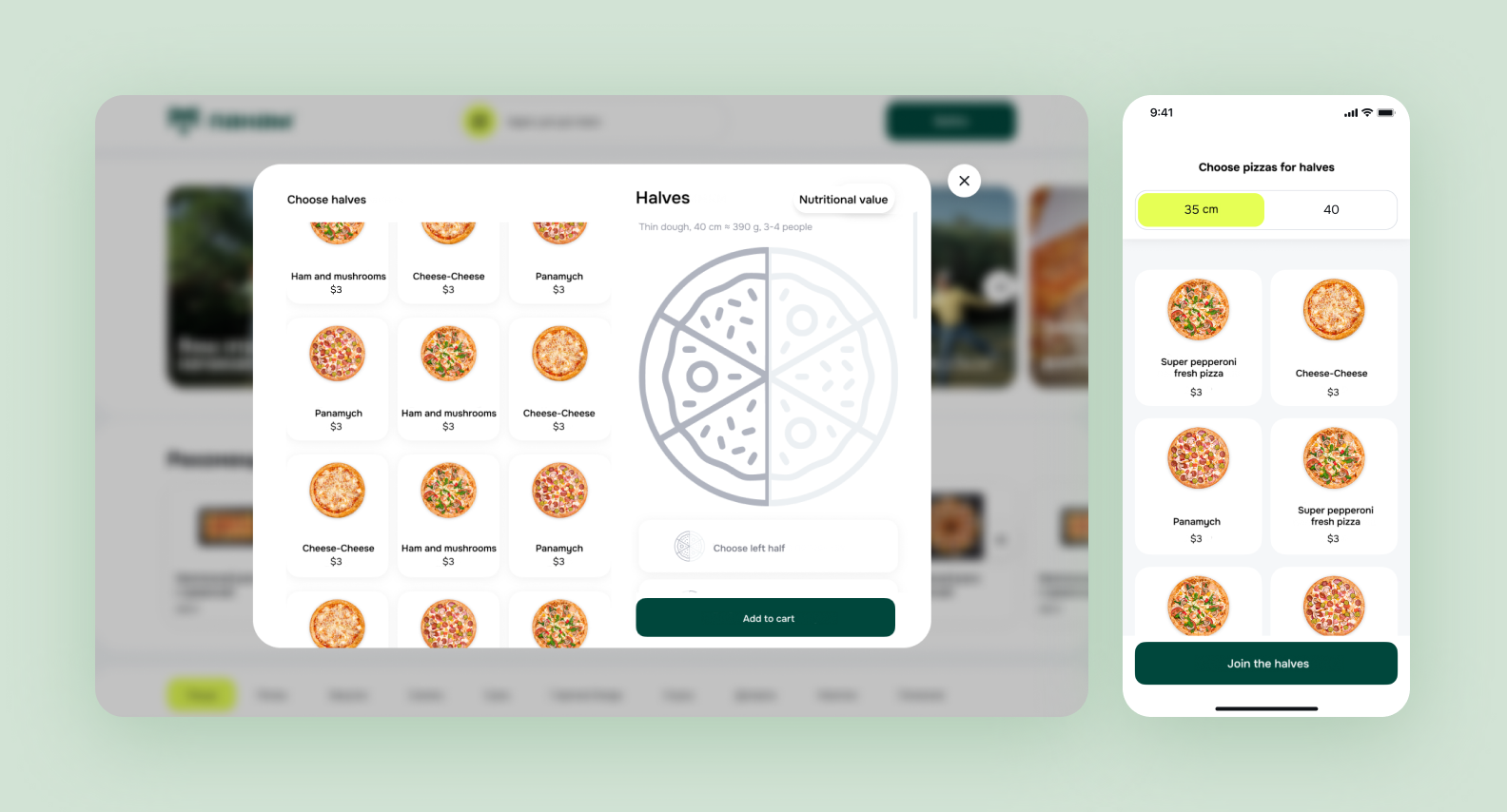 Choosing pizza halves