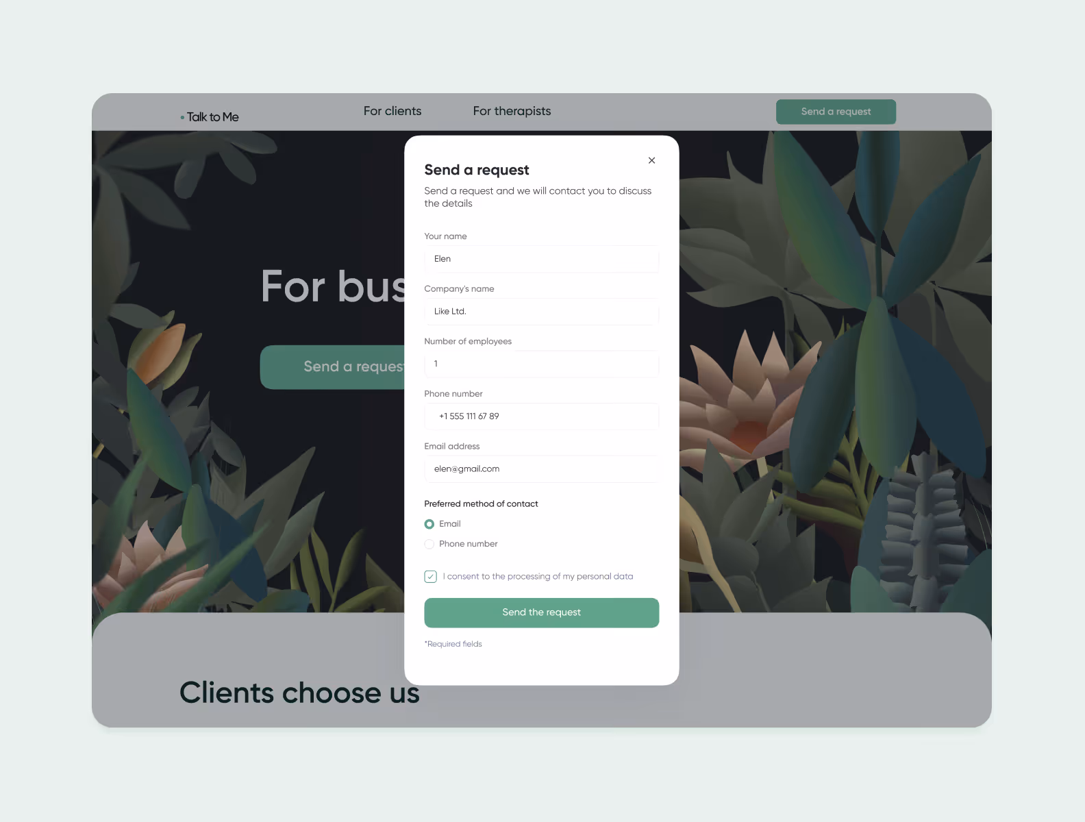 A form for businesses