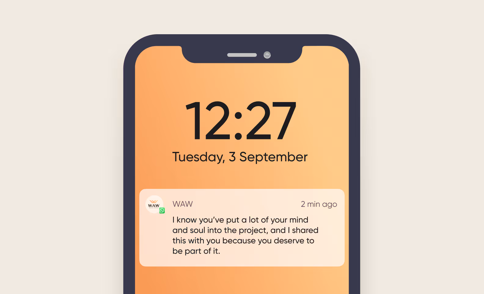 A screenshot of the client’s message