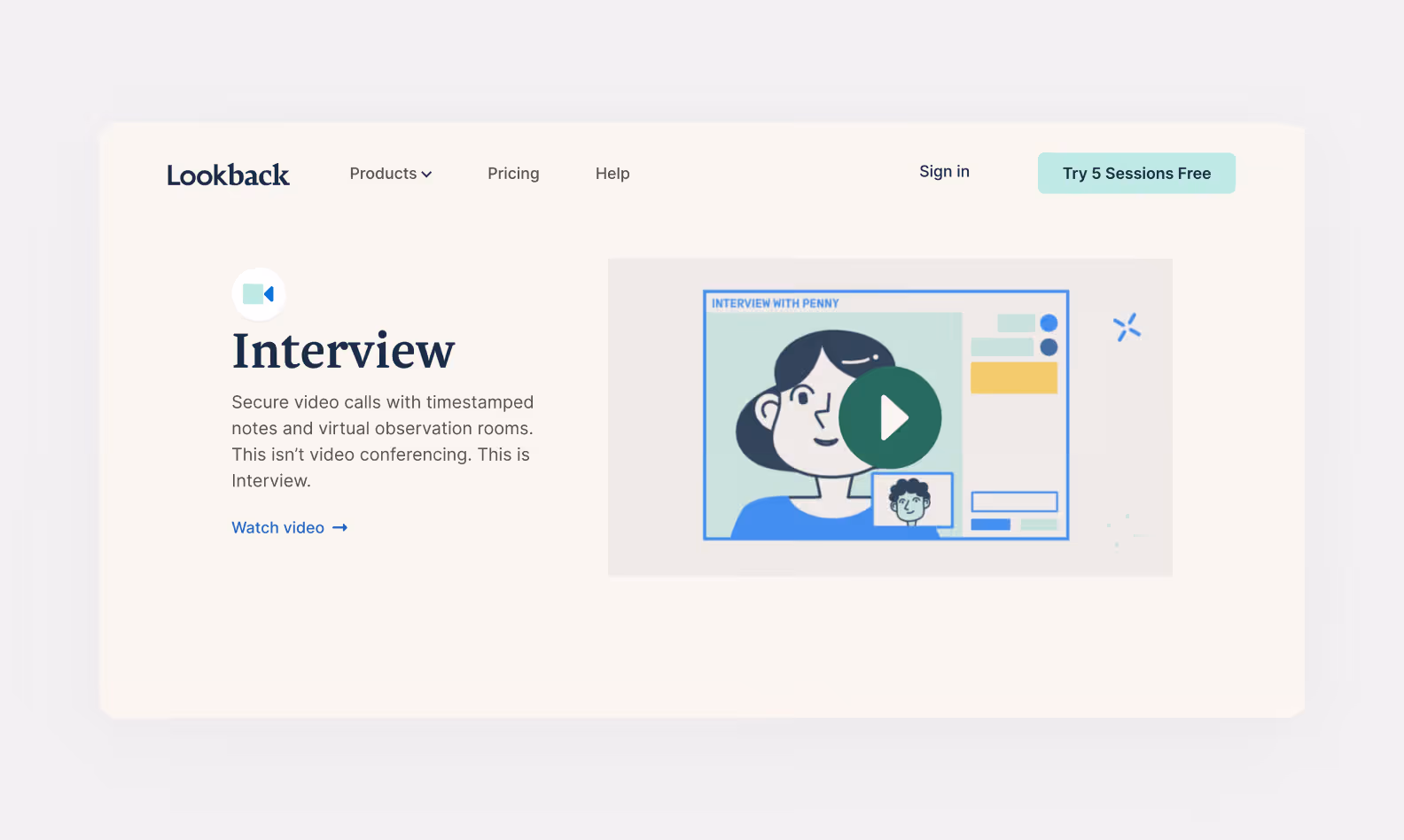 page of lookback.com describing the platform’s interview feature