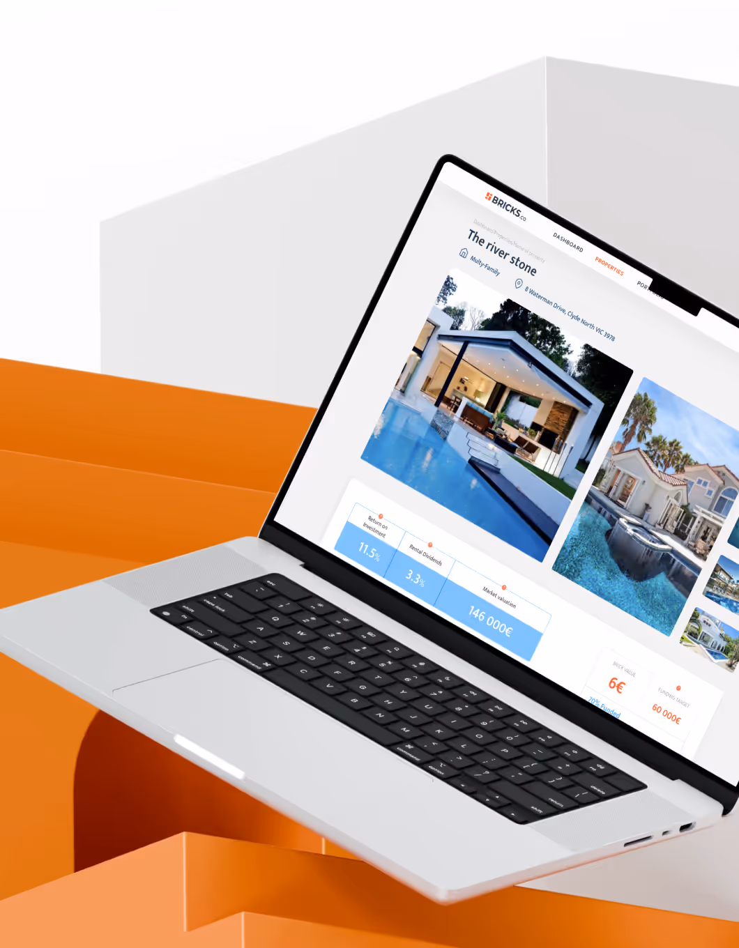 Real estate website on laptop screen