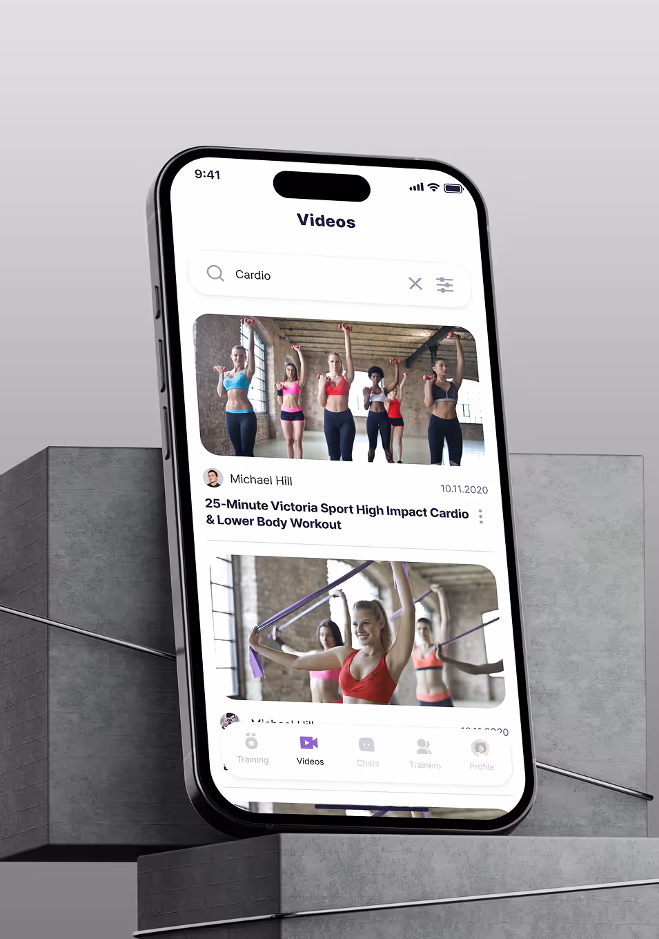 Mobile app video browsing screen