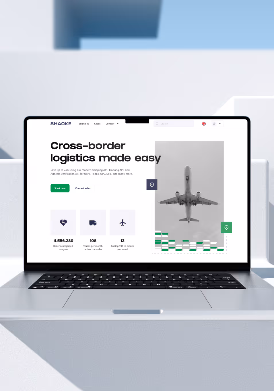 Cross-border logistics service website mockup