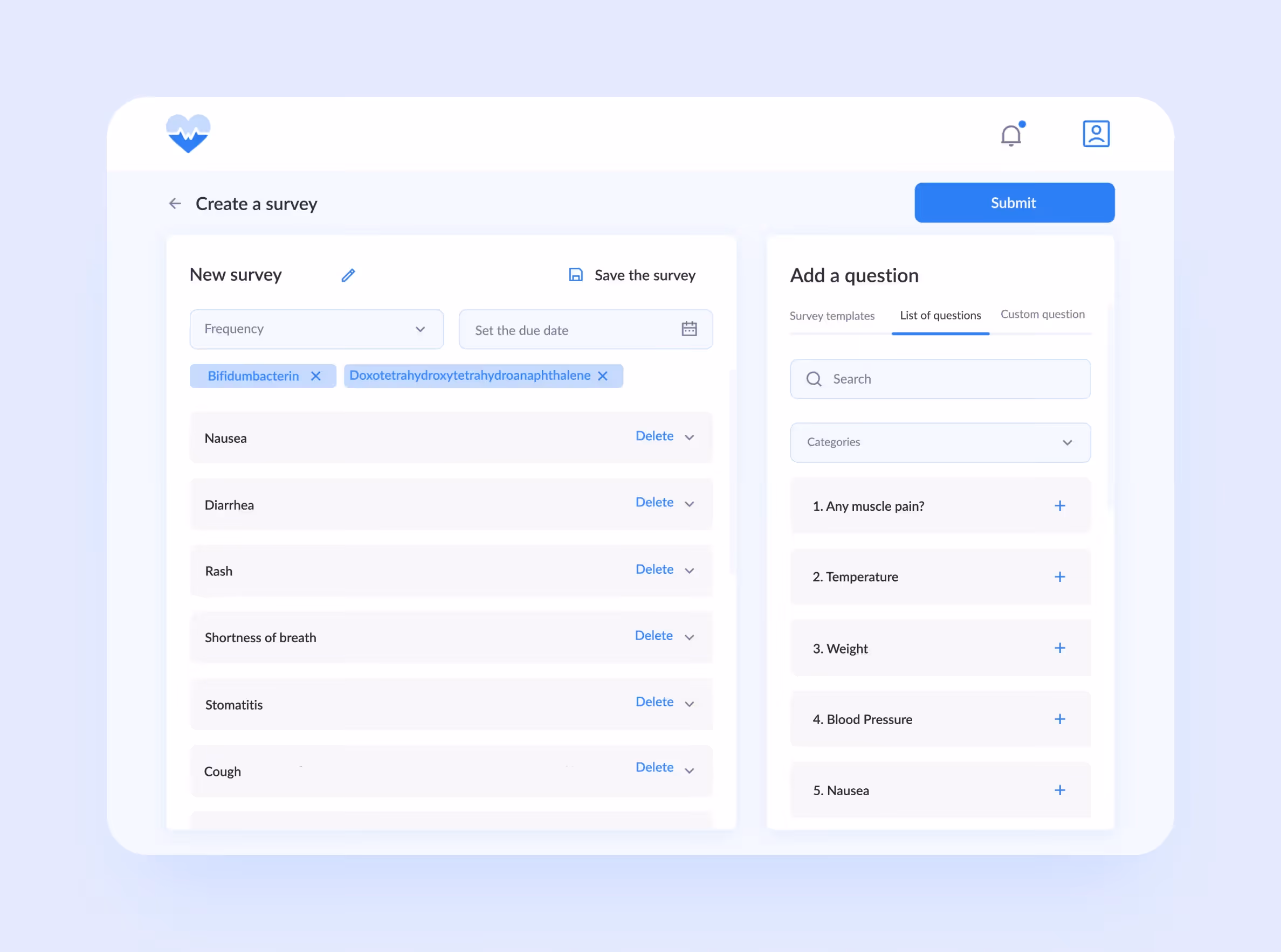 Medico custom surveys