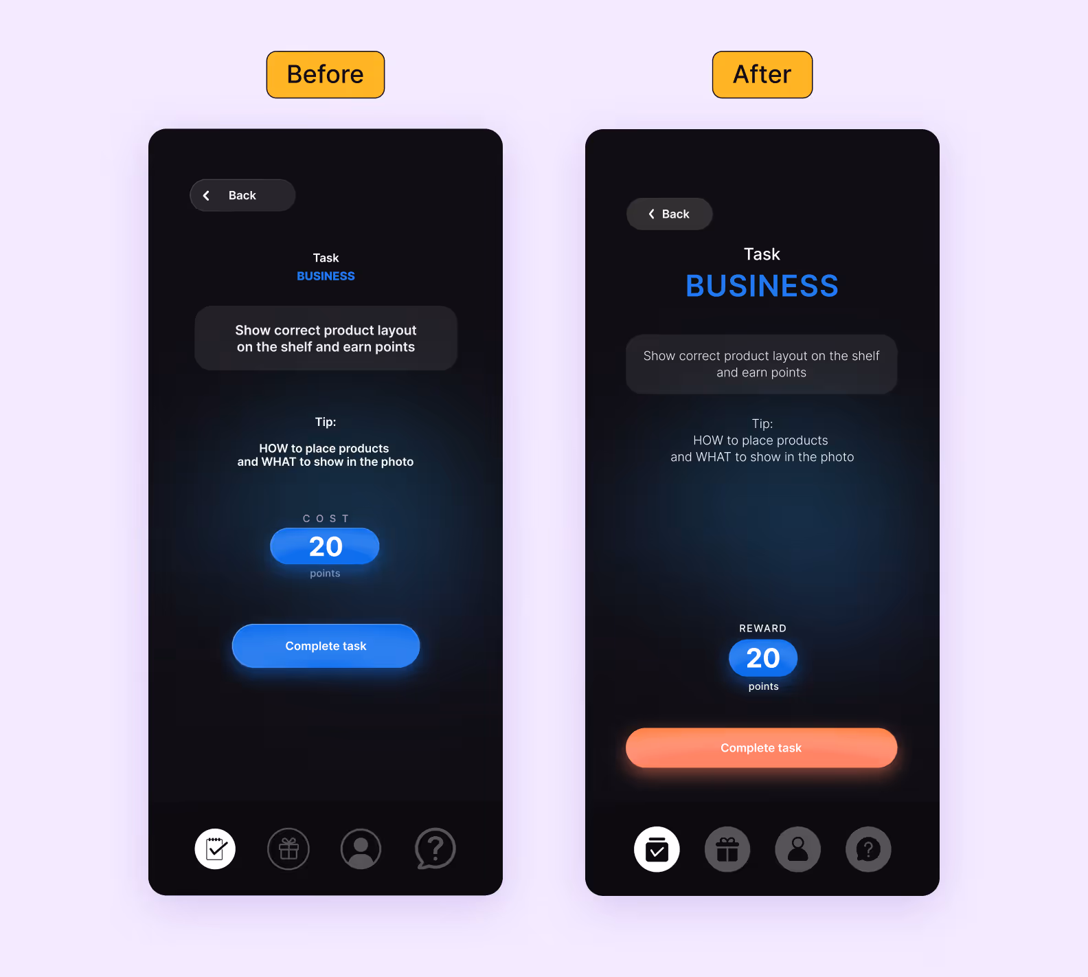 Design without and with the UI kit - comparison