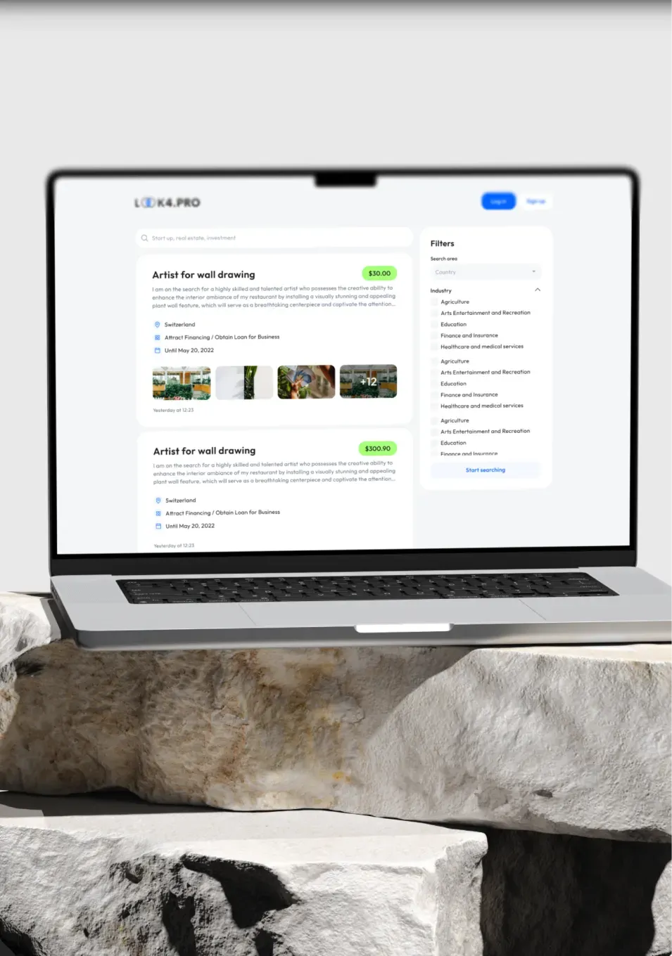 Mobile app listing on a laptop screen