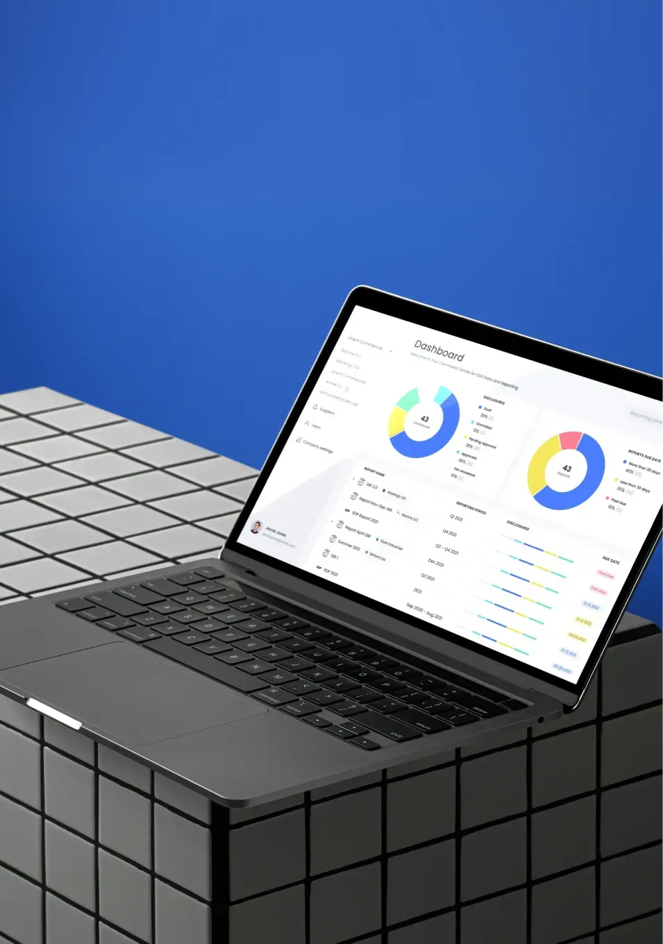 Dashboard analytics on laptop screen