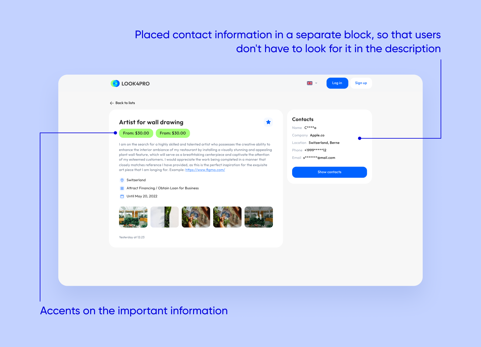 Offer page