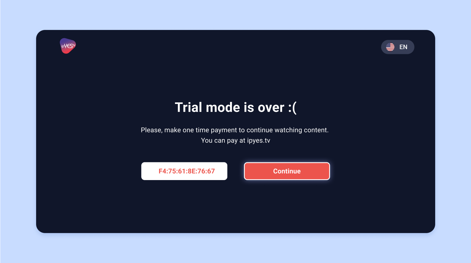 The screen notifying users about the trial period ending