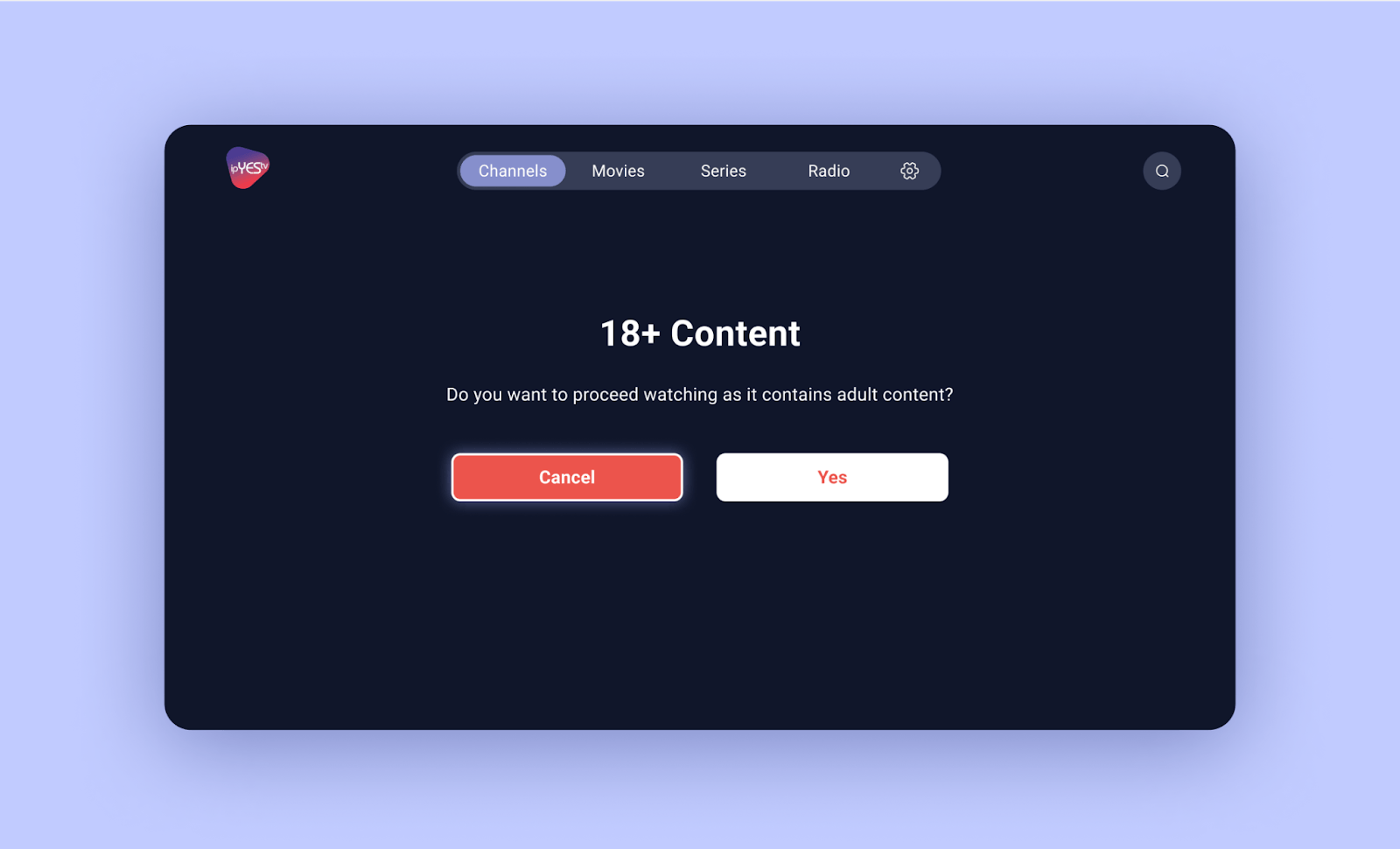 Access settings for the 18+ content