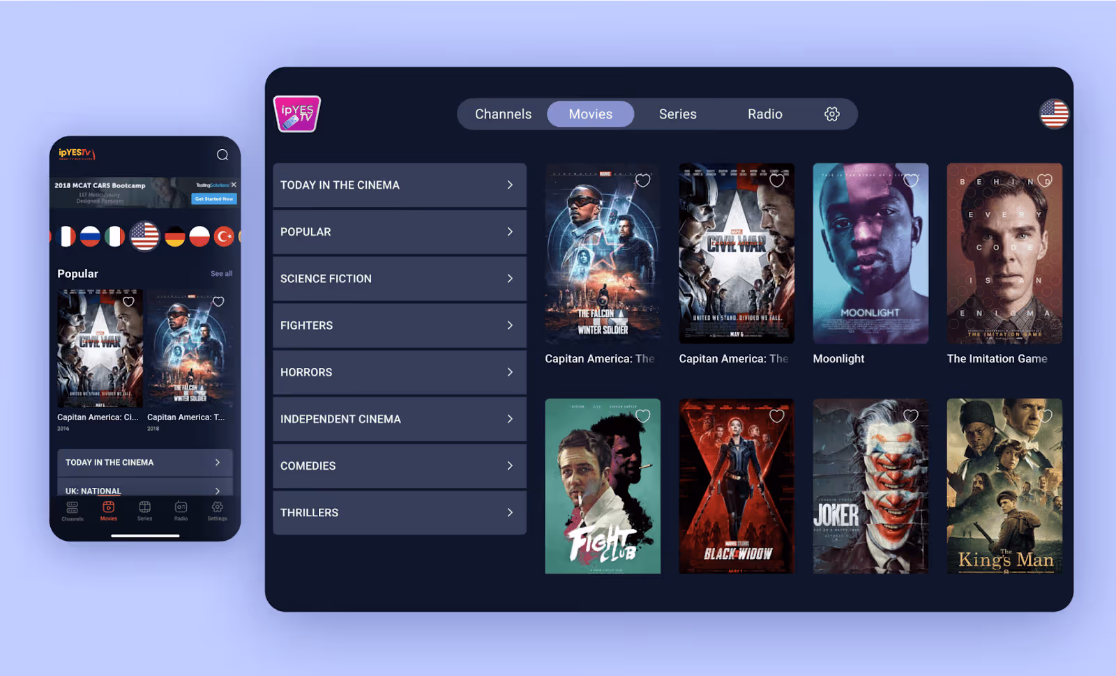 design concept for mobile and TV apps