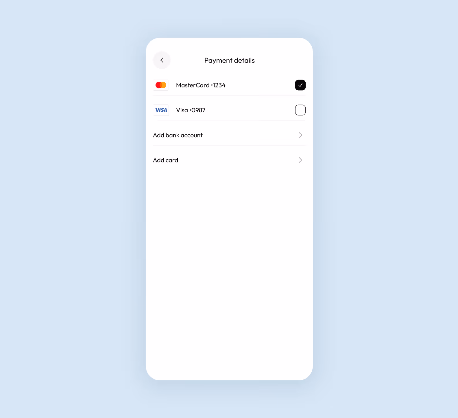 the screen from the Budss app