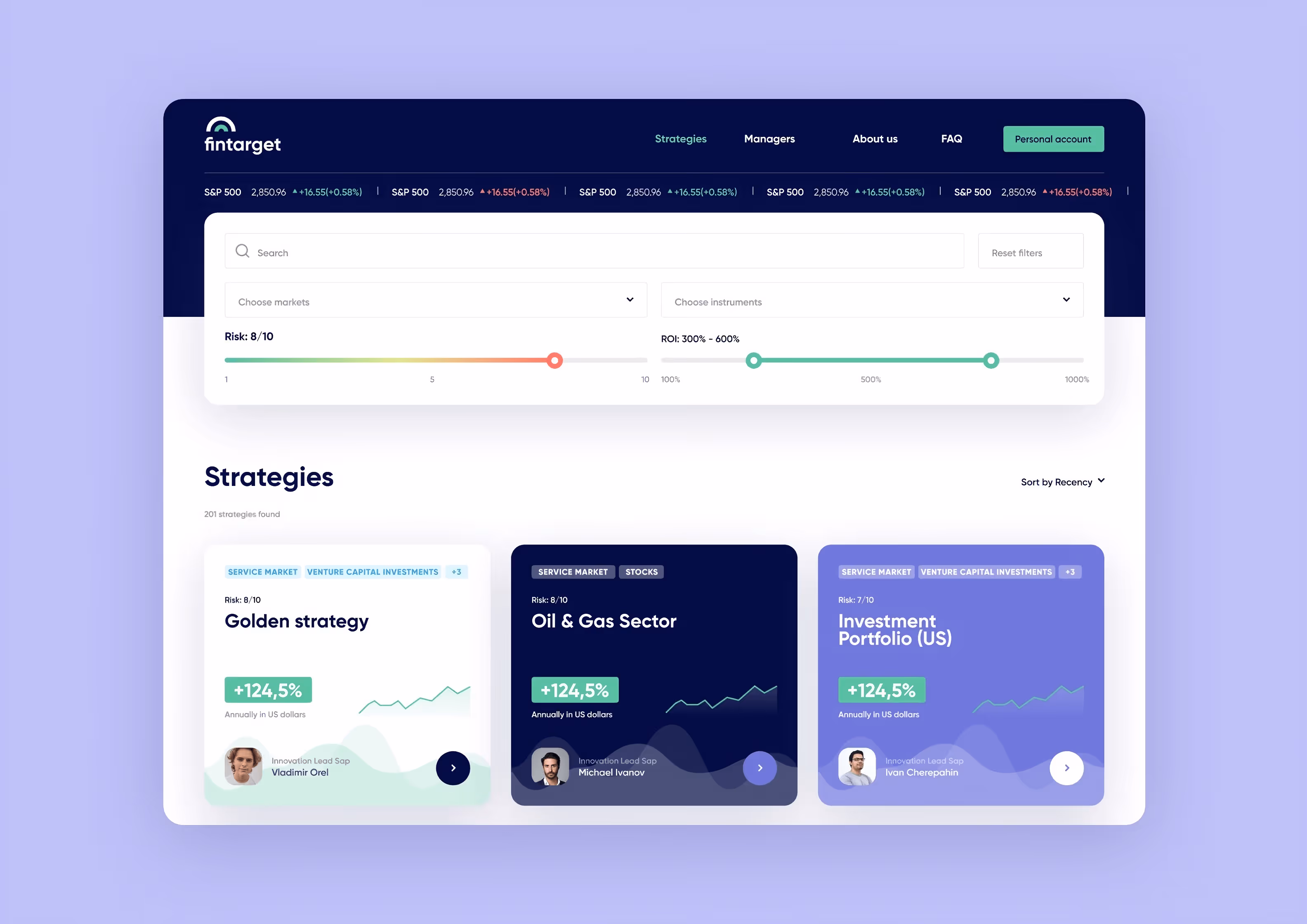 fintarget investment strategy dashboard built by purrweb