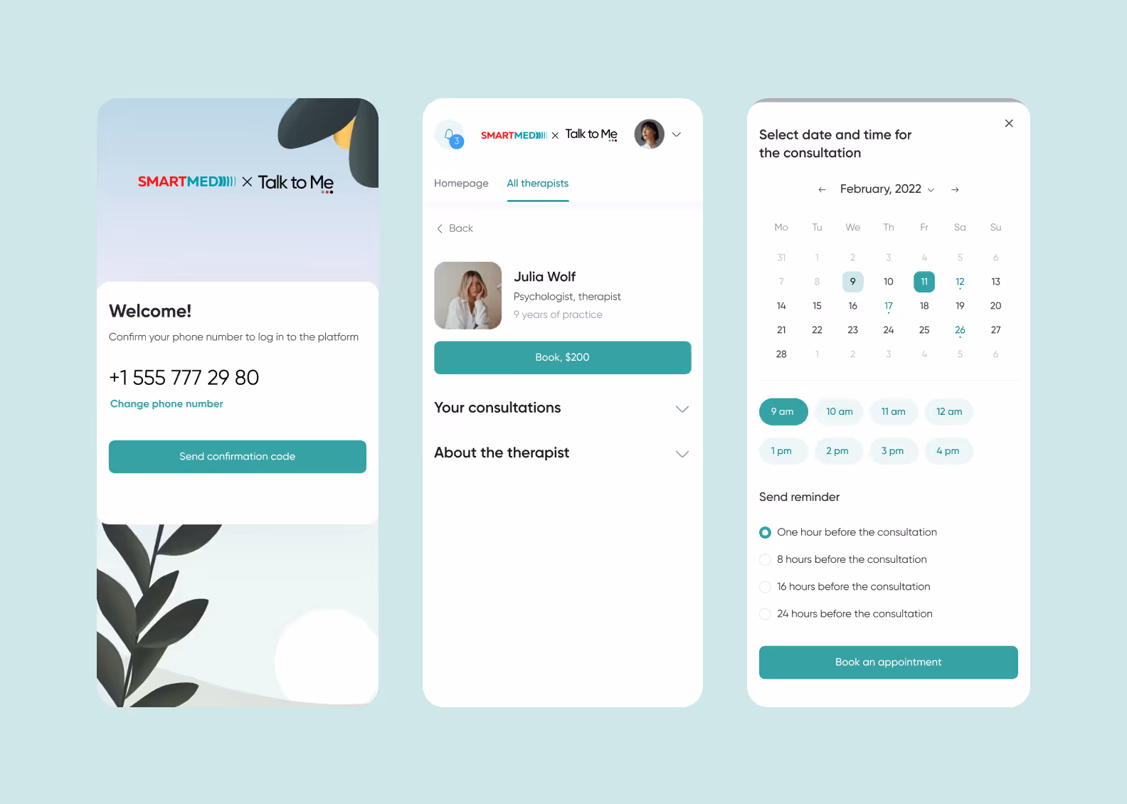 Talk to me app screens