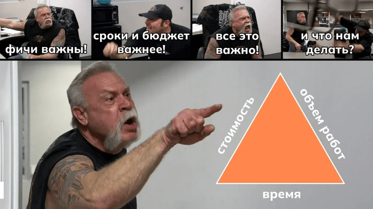Мем про проектный треугольник