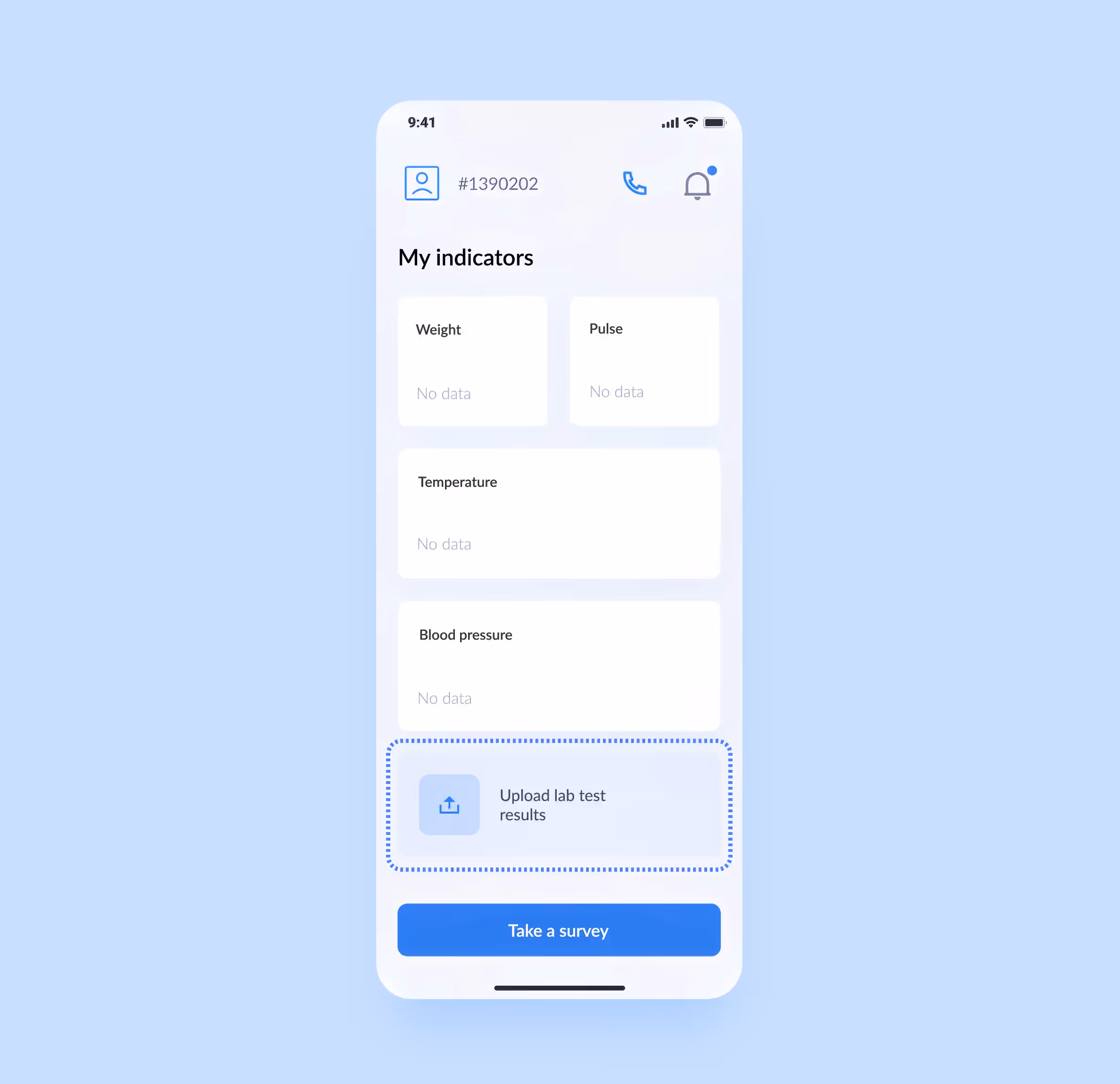 Patient’s profile in the Medico mobile application