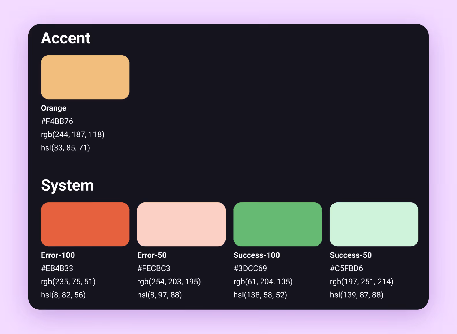 Color palette for the cryptocurrency wallet