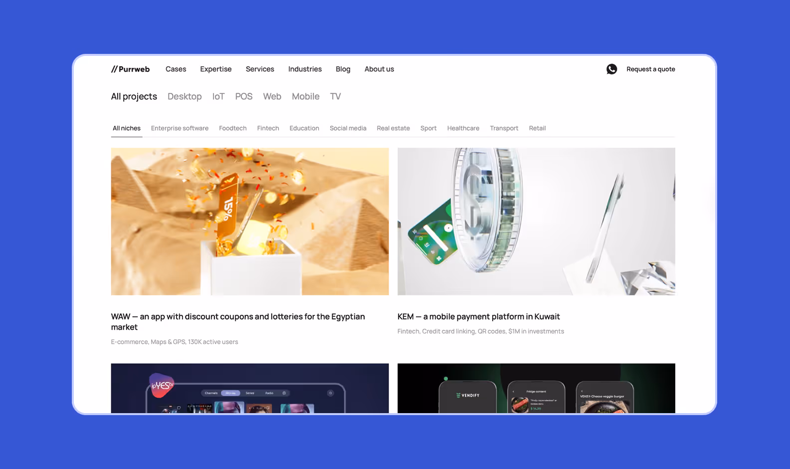 The Purrweb’s portfolio of web and mobile apps