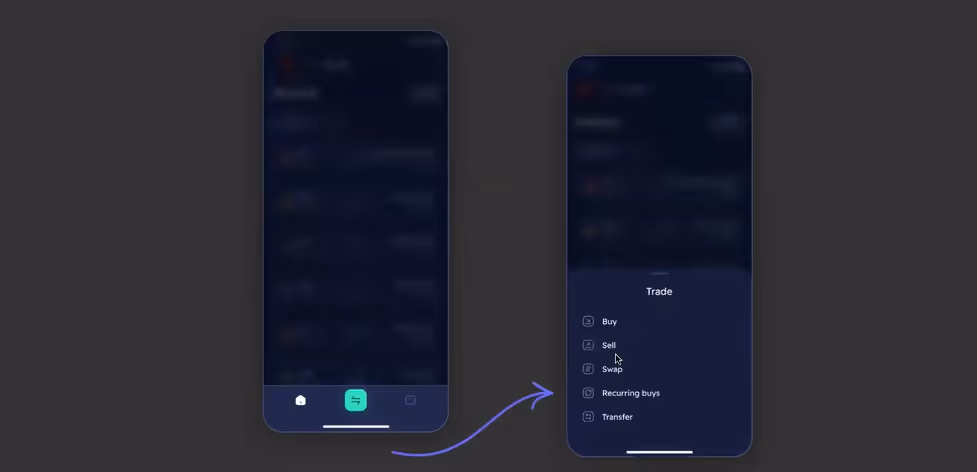 Main functions accessible from the tab bar