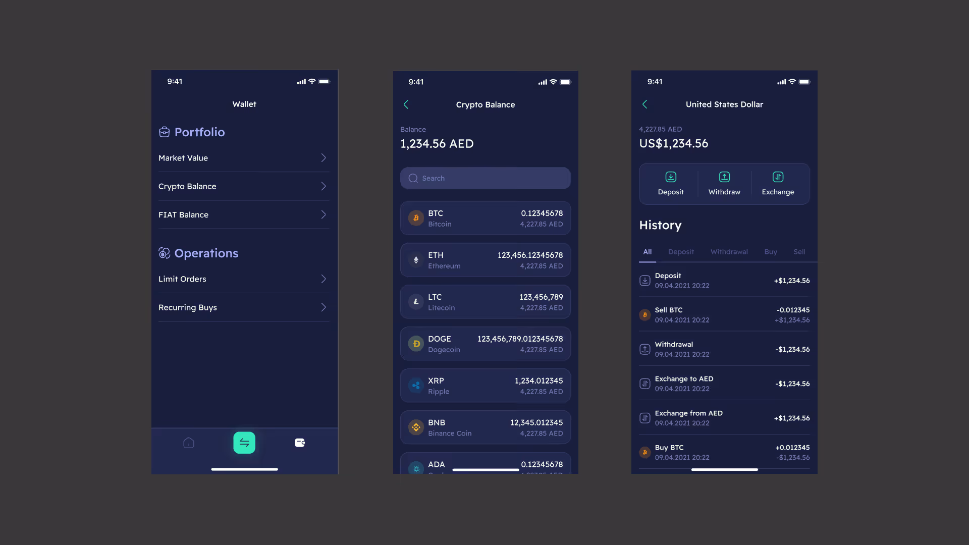 Crypto and fiat wallets in one place
